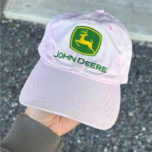Pink John Deere embroided strapback baseball hat /cap farmer womens